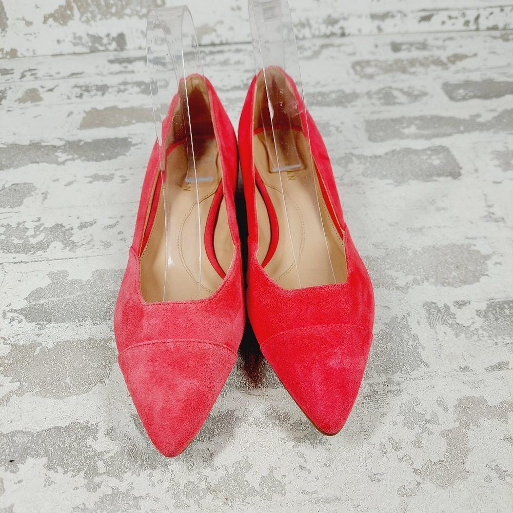 New Cole Haan Vanessa Pink Suede Flats Pointed Toe Block Heel H823 - Picture 3 of 13